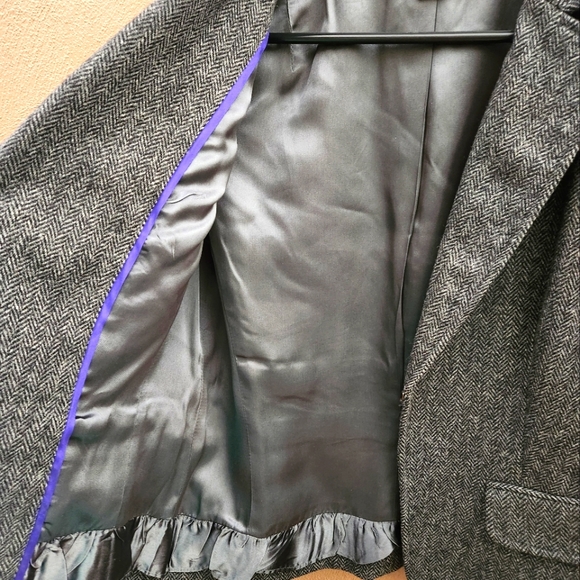 J CREW WOMENS GRAY LONG SLEEVE SHORT WOOL BLAZER / JACKET - Picture 6 of 7